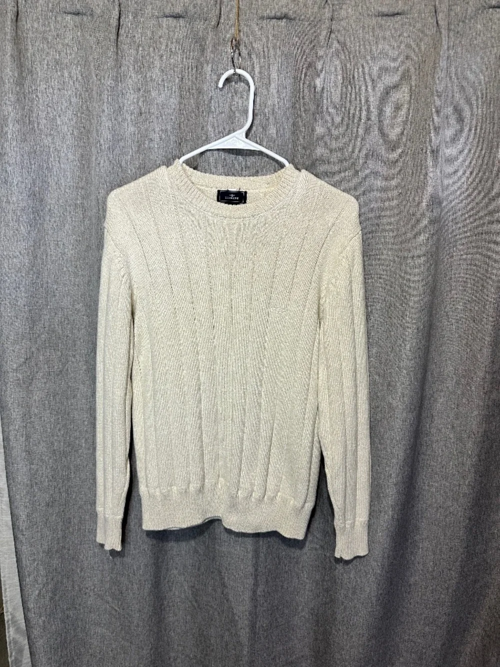 Dockers Men's Cream Ribbed Cable Knit Crewneck Sweater - Size Small